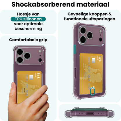 Forterra iPhone 18 Pro Hoesje Kaarthouder Backcover Shockproof - Transparant