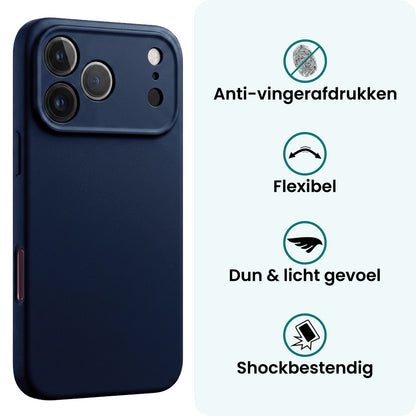 Forterra iPhone 18 Pro Hoesje Siliconen Backcover Lichtgewicht - Donkerblauw