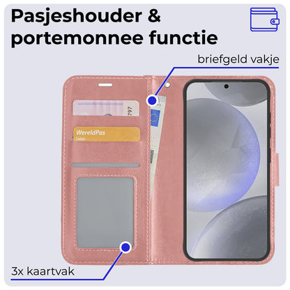 Forterra Samsung S24 Plus Hoesje Bookcase Cover met Kaarthouder - Rosé goud