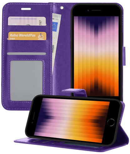 Forterra iPhone SE 2022 Hoesje Bookcase Cover met Kaarthouder - Paars