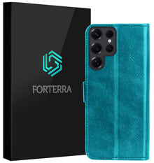 Forterra Samsung S25 Ultra Hoesje Bookcase Cover met Kaarthouder - Turquoise