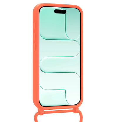 Forterra iPhone Air Hoesje Met Telefoonkoord en Pasjeshouder Siliconen - Papaya