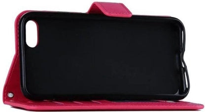 Forterra iPhone 7 Hoesje Bookcase Cover met Kaarthouder - Donkerroze