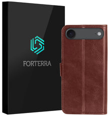 Forterra iPhone Air Hoesje Bookcase Cover met Kaarthouder - Bruin