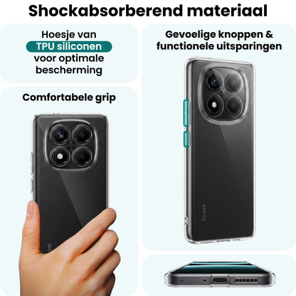 Forterra Xiaomi Redmi Note 14 Pro Hoesje Siliconen Backcover Lichtgewicht - Transparant