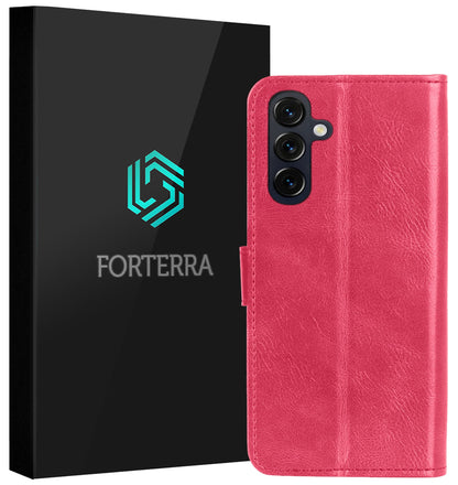 Forterra Samsung A27 Hoesje Bookcase Cover met Kaarthouder - Donkerroze