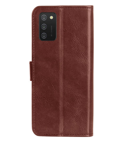 Forterra Samsung A02s Hoesje Bookcase Cover met Kaarthouder - Bruin