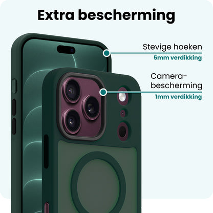 Forterra iPhone 18 Pro Hoesje Geschikt voor Magsafe Backcover Shockproof - Donkergroen