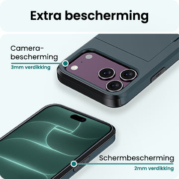 Forterra iPhone 18 Pro Hoesje Kaarthouder Hard Case Shockproof - Donkerblauw
