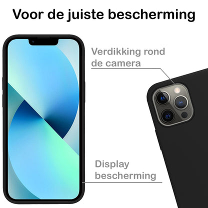Forterra iPhone 14 Pro Max Hoesje Siliconen Backcover Lichtgewicht - Zwart