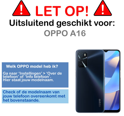 Forterra OPPO A16 Hoesje Bookcase Cover met Kaarthouder - Rood