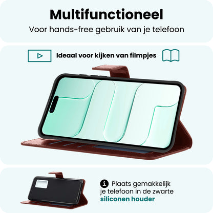 Forterra iPhone Air Hoesje Bookcase Cover met Kaarthouder - Bruin