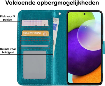 Forterra Samsung A52 5G Hoesje Bookcase Cover met Kaarthouder - Turquoise