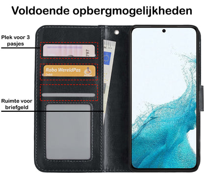 Forterra Samsung S22 Hoesje Bookcase Cover met Kaarthouder - Zwart