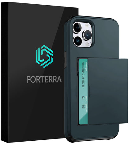 Forterra iPhone 16 Pro Hoesje Kaarthouder Hard Case Shockproof - Donkerblauw