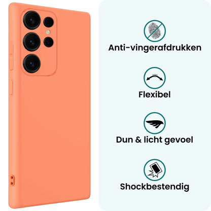 Forterra Samsung S25 Ultra Hoesje Siliconen Backcover Lichtgewicht - Perzik