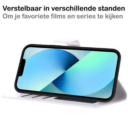 Forterra iPhone 13 Mini Hoesje Bookcase Cover met Kaarthouder - Wit