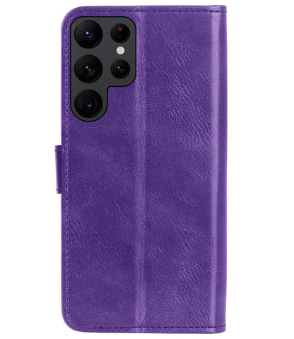 Forterra Samsung S22 Ultra Hoesje Bookcase Cover met Kaarthouder - Paars
