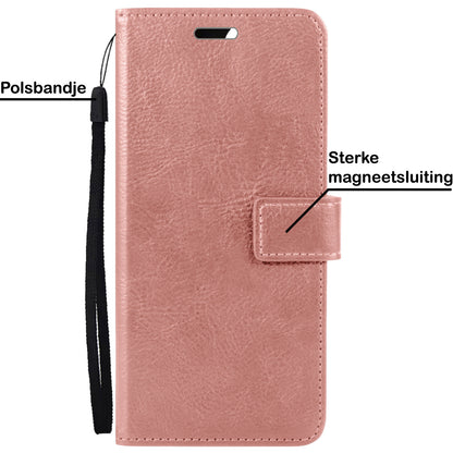 Forterra iPhone 14 Pro Max Hoesje Bookcase Cover met Kaarthouder - Rosé goud