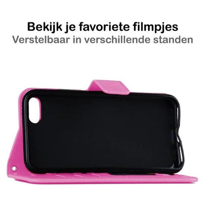 Forterra iPhone SE 2020 Hoesje Bookcase Cover met Kaarthouder - Lichtroze