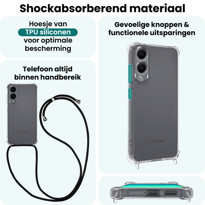 Forterra Samsung S25 Edge Hoesje met Koord Backcover Shockproof - Transparant