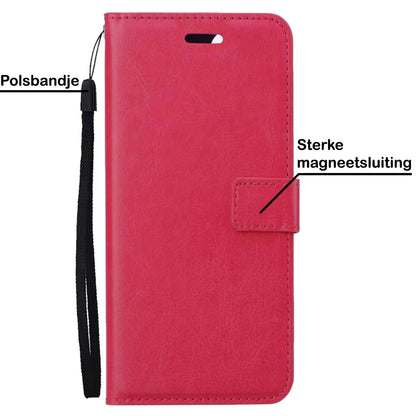 Forterra Samsung S22 Ultra Hoesje Bookcase Cover met Kaarthouder - Donkerroze