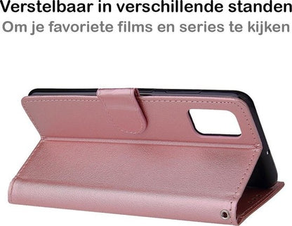 Forterra iPhone 12 Hoesje Bookcase Cover met Kaarthouder - Rosé goud