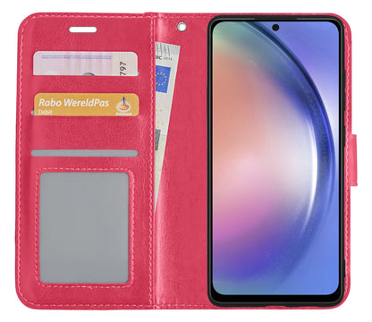 Forterra Samsung A54 Hoesje Bookcase Cover met Kaarthouder - Donkerroze