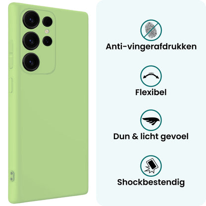 Forterra Samsung S25 Ultra Hoesje Siliconen Backcover Lichtgewicht - Groen