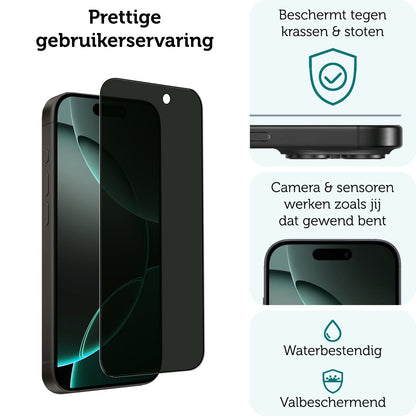 Forterra iPhone 16 Pro Screenprotector Gehard Glas - Privacy