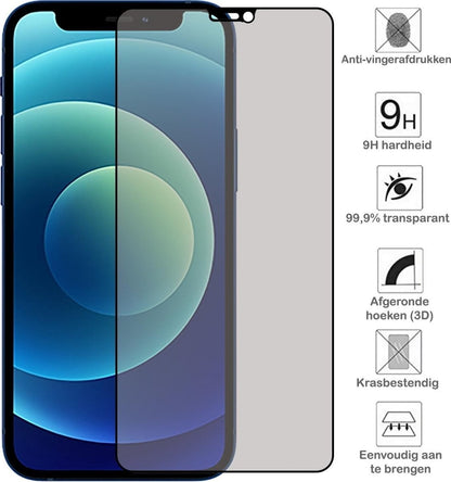 Forterra iPhone 12/12 Pro Screenprotector Gehard Glas - Privacy
