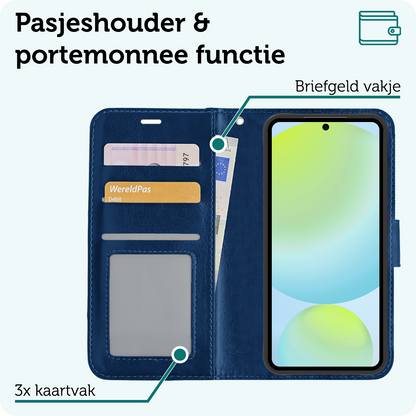 Forterra Samsung S24 FE Hoesje Bookcase Cover met Kaarthouder - Donkerblauw