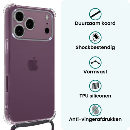 Forterra iPhone 18 Pro Hoesje met Koord Backcover Shockproof - Transparant