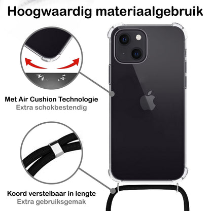 Forterra iPhone 14 Plus Hoesje met Koord Backcover Shockproof - Transparant