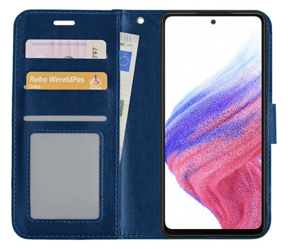 Forterra Samsung A53 Hoesje Bookcase Cover met Kaarthouder - Donkerblauw