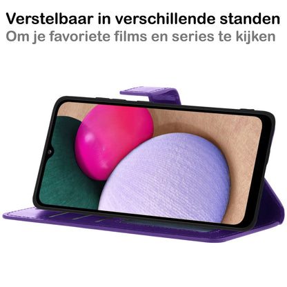 Forterra Samsung A02s Hoesje Bookcase Cover met Kaarthouder - Paars