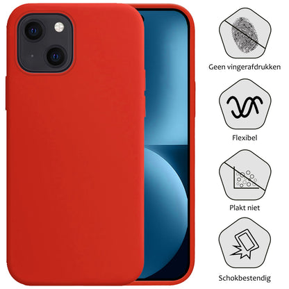 Forterra iPhone 15 Hoesje Siliconen Backcover Lichtgewicht - Rood