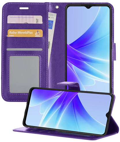 Forterra OPPO A57 Hoesje Bookcase Cover met Kaarthouder - Paars