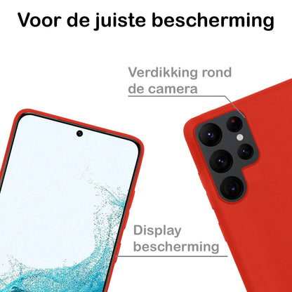 Forterra Samsung S22 Ultra Hoesje Siliconen Backcover Lichtgewicht - Rood