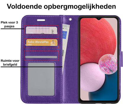 Forterra Samsung A13 4G Hoesje Bookcase Cover met Kaarthouder - Paars