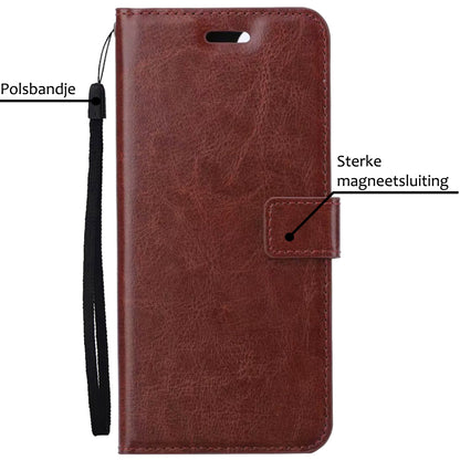 Forterra iPhone 15 Hoesje Bookcase Cover met Kaarthouder - Bruin