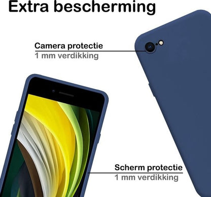 Forterra iPhone SE 2020 Hoesje Siliconen Backcover Lichtgewicht - Donkerblauw