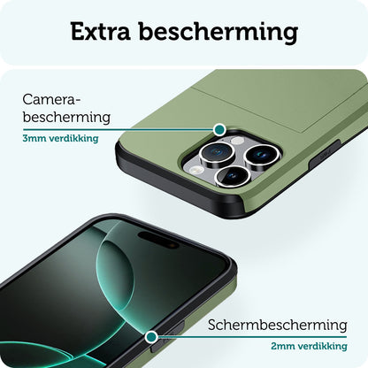 Forterra iPhone 16 Pro Max Hoesje Kaarthouder Hard Case Shockproof - Donkergroen
