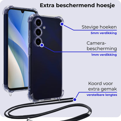 Forterra Samsung A15 Hoesje met Koord Backcover Shockproof - Transparant