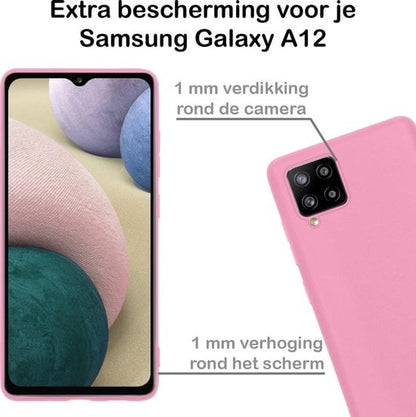 Forterra Samsung A12 Hoesje Siliconen Backcover Lichtgewicht - Lichtroze