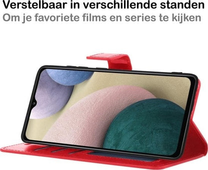 Forterra Samsung A12 Hoesje Bookcase Cover met Kaarthouder - Rood