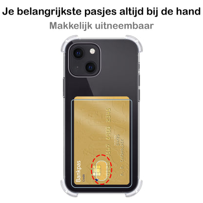 Forterra iPhone 13 Hoesje Kaarthouder Backcover Shockproof - Transparant