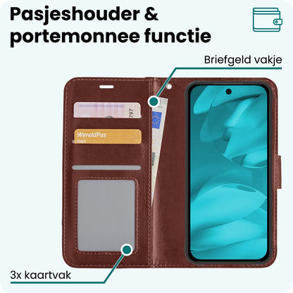 Forterra Google Pixel 9a Hoesje Bookcase Cover met Kaarthouder - Bruin