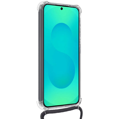 Forterra Samsung S25 Hoesje Kaarthouder met Koord Backcover Shockproof - Transparant