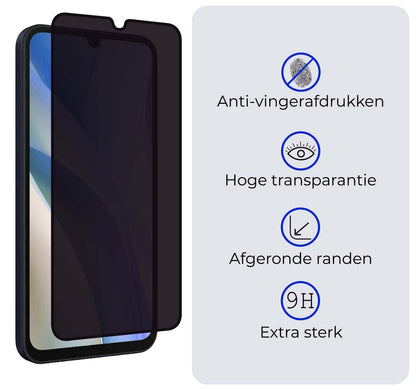 Forterra Samsung A15 Screenprotector Gehard Glas - Privacy